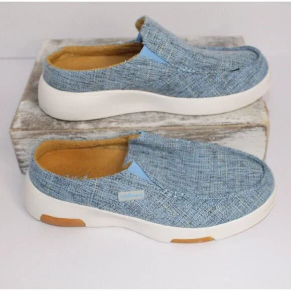 Ortho Comfoot Women's Slip On Mules Lt. Blue Tweed Casual Shoes Size 37 US 7 - Picture 6 of 11